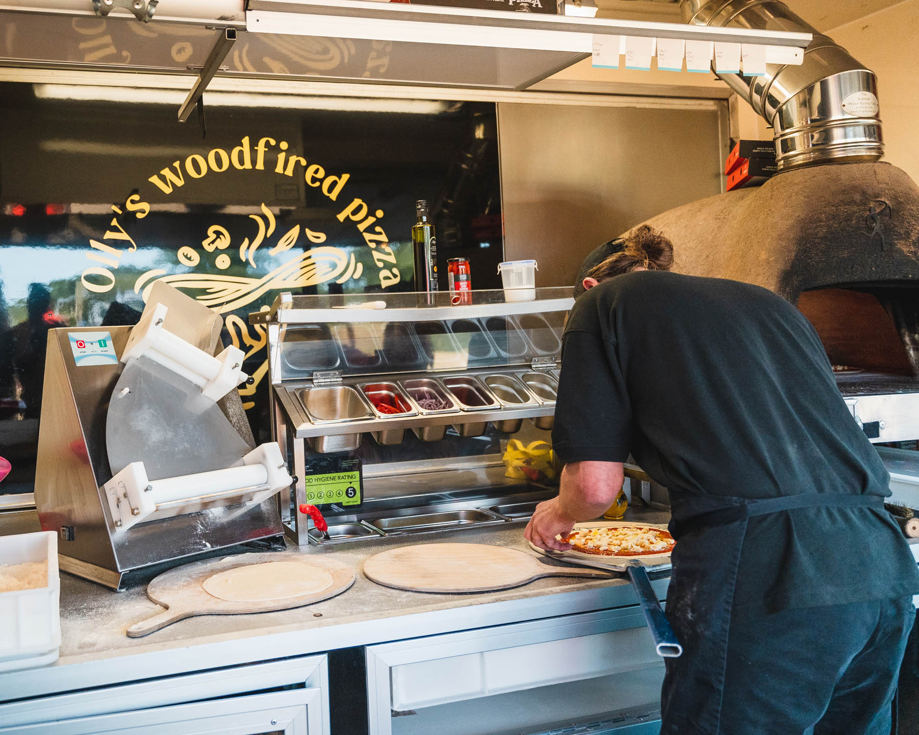 Hand made woodfired pizza making